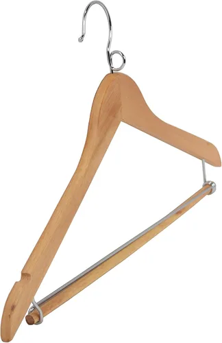 Miniatura 2 de Proman Products KSC3031 Kascade - Perchas de madera, paquete de 50 unidades, diseño de anillo único, ahorro de espacio para pantalones con barra