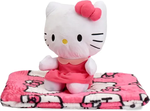 Miniatura 5 de Northwest Juego de almohada y manta táctil de seda con diseño de personajes Hugger, 40 x 50 pulgadas, Hello Kitty - Orgullo rosa