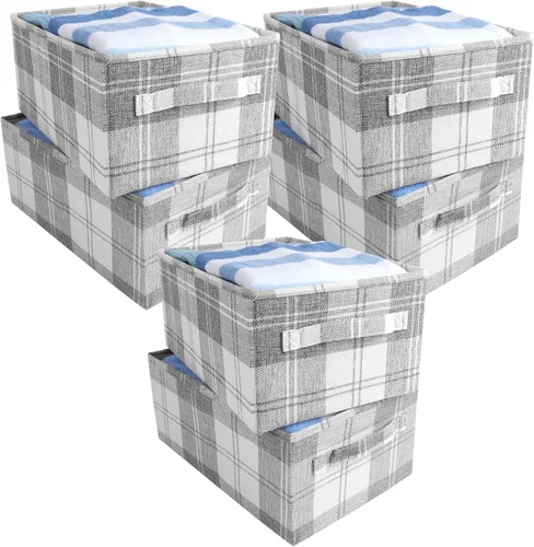 Miniatura 9 de ANMINY Paquete de 2 cestas de almacenamiento extragrandes para estantes, 20 x 14 pulgadas, plegables, de tela, lavables, canastas de almacenamiento