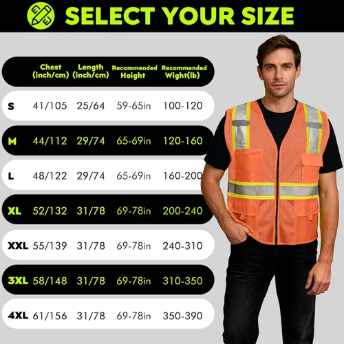 Miniatura 5 de Chalecos de seguridad con logotipo personalizado (S, M, L, XL, 2XL, 3XL, 4XL) Chalecos de seguridad reflectantes de alta visibilidad Clase 2