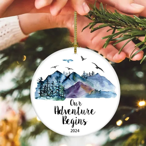 Miniatura 7 de Adorno de árbol de Navidad Our Adventure Begins, regalo para parejas de recién casados, adorno de Navidad para casados, regalos de boda