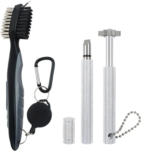 Miniatura 8 de VIPMOON Golf Club Cleaner Kit, 2 Pcs Groove Sharpener Regrooving Tool and 1 Pcs Retractable Club Cleaner Brush, Portable Groove Sharpener Tool for