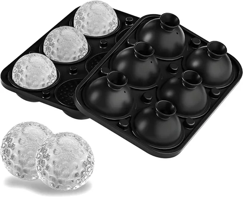 Miniatura 10 de Samuelworld - Gran molde para bolas de hielo con tapa, bolas de hielo de 6 x 2,5 pulgadas - Sin BPA, bandeja de hielo redonda de silicona fácil