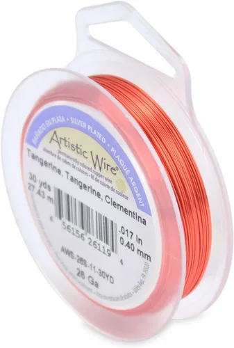 Miniatura 45 de Artistic Wire, alambre para manualidades de calibre 22 bañado en plata, resistente a las manchas, color cobre, blanco, 9,1 m