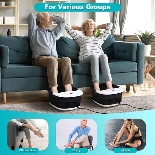 Miniatura 5 de ECARBME - Masajeador de baño de pies con calor, bañera de remojo de pies con 22 rodillos de masaje, control de temperatura, chorros, burbujas, sal