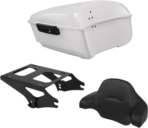 Miniatura 36 de TCT-MOTORPARTS Atlas Silver Metálico Maletero de Viaje Modificado con Respaldo y Montaje en Rack Adecuado para Harley Touring 14-25 Street Glide