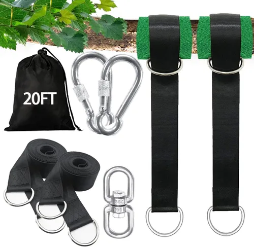 Miniatura 11 de Kit de correas para columpio de árbol de 4 pies/8 pies/15 pies/20 pies/25 pies, correas extralargas para columpio de árbol con capacidad para 5500