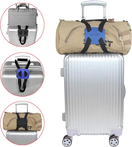 Miniatura 3 de Correa elástica para equipaje, correas para equipaje para añadir una bolsa, correa elástica para maleta fácil de viajar, (versión fácil, azul)
