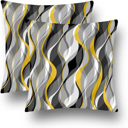 Miniatura 8 de Juego de 2 fundas de almohada gris y negro en blanco para sofá de sala de estar, fundas de cojín de líneas geométricas modernas para decoración
