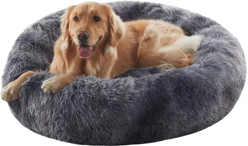 Miniatura 33 de Cama para Perros con Forma de Dona de 45 Pulgadas para Perros Extra Grandes, Cama Redonda Esponjosa Calmante Jumbo para Mascotas con Funda Removible