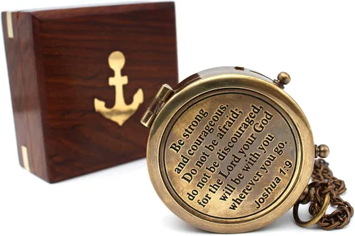 Compass with Stamped Wooden Case