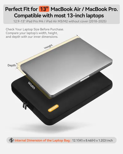Miniatura 2 de bagasin Funda para laptop de 13 pulgadas, compatible con MacBook Air M5/M4/M3/M2/M1 de 13 pulgadas (2018-2026), funda para computadora con bolsillo