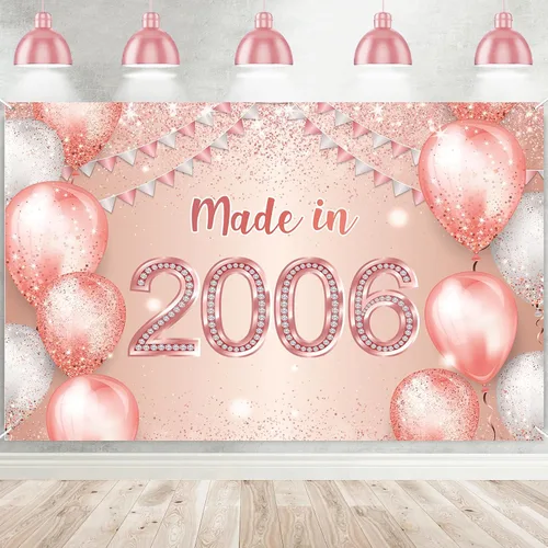 Miniatura 7 de Cartel de feliz cumpleaños número 50 en oro rosa hecho en 1973 con texto en inglés "Cheers to 50 years old", confeti, telón de fondo, decoración