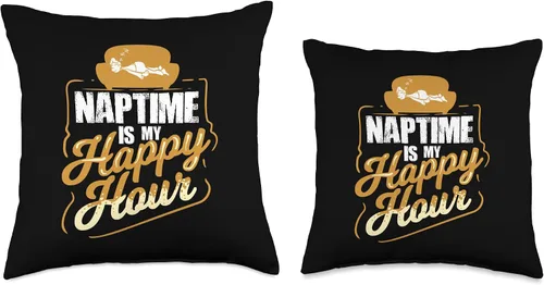 Miniatura 3 de Funny Napping Apparel Naptime is My Happy Hour - Almohada con cita para una siesta, 16.0 x 16.0 in, multicolor
