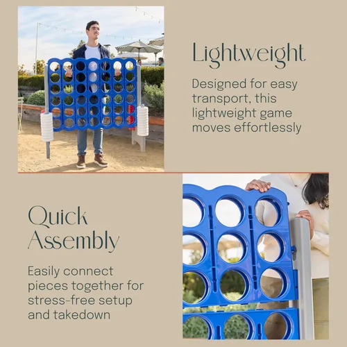 Miniatura 6 de Juego gigante 4 en una fila: juegos de patio al aire libre de 3.8 pies de altura para adultos y niños, juego de césped estilo conecta con 42