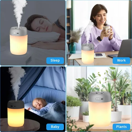 Miniatura 6 de Luces Nocturnas Humidificadores Para Dormitorio, Recargables USB, Luces LED Para Dormitorio, Humidificador Portátil De 4 Modos Adecuado Para Varias