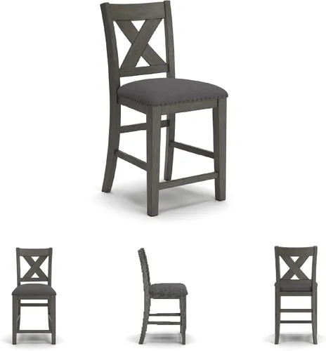 Miniatura 6 de Signature Design by Ashley Caitbrook Mesa de Comedor Casual de Altura de Mostrador y Taburetes de Bar Tapizados con Ribete de Tachuelas, Juego de 7
