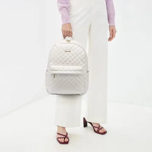 Miniatura 7 de LOVEVOOK Mochila pequeña acolchada para mujer, mochila de cuero, impermeable, para viajes de trabajo, Beige, Compacto