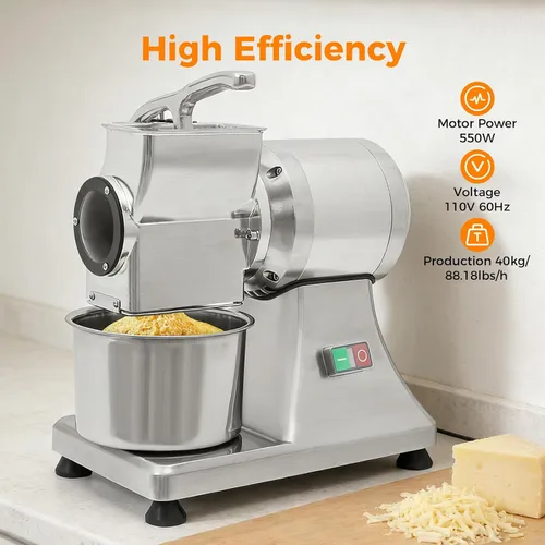 Miniatura 4 de Bepritm - Molinillo eléctrico de queso, molinillo de queso comercial de 550 W con cubo, molinillo de alimentos de acero inoxidable resistente