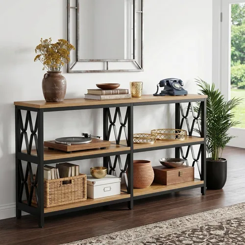 Miniatura 5 de LITTLE TREE Console Table with Storage Shelves, 70.9" Industrial 3-Tier Sofa Table for Living Room, Long Foyer Table Entryway Table for Hallway
