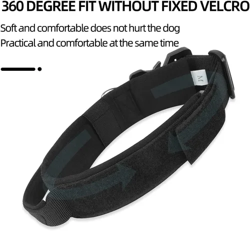 Miniatura 5 de Collar táctico para perro con asa, collar grueso militar resistente para perros medianos, hebilla de metal de liberación rápida, ajustable y cómodo