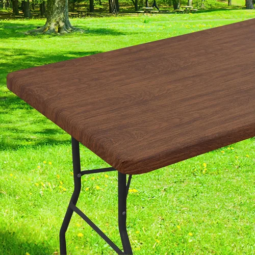 Miniatura 12 de Smiry Mantel cuadrado para mesa de pícnic, impermeable, elástico, ajustable, para campamento, protector de vinilo con parte trasera de franela Beige