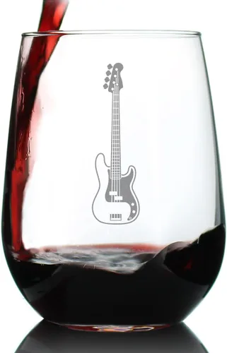 Miniatura 7 de Custom Electric Bass Personalized Stemless Wine Glass - Music Gifts for Bass Players, Teachers and Musicians that Play Bass Guitar - Large 17 Oz