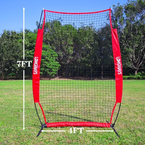 Miniatura 3 de Pantalla portátil de lanzamiento de béisbol y softbol, red de protección de jarra de 4 x 7 pies con bolsa de transporte y estacas de tierra, red