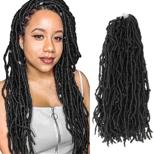 Miniatura 27 de Niseyo Rastas de pelo sintético de ganchillo de 24 pulgadas, 6 paquetes de extensiones de cabello sintético lacio de ganchillo largo