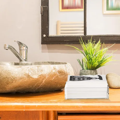 Miniatura 7 de Outus 101 toallas de mano desechables y servilletero acrílico, etiqueta de baño, servilletas de invitados, reglas de baño para baño, tocador