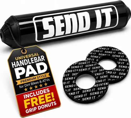 Miniatura 10 de SEND IT Almohadilla de manillar con DONUTS GRATIS Handlebar para bicicleta de cross ATV Crossbar (Negro, Pit Bike)