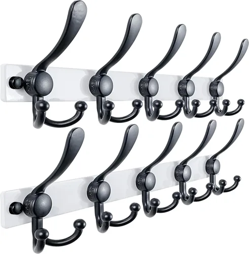 Miniatura 59 de Dseap - Perchero para montaje en pared, base resistente calibre 12 vs Flimsy de 0.039 pulgadas, ganchos sólidos antidesgarros, montaje en perno