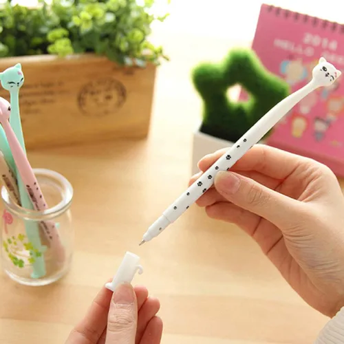 Miniatura 6 de Kawai - Bolígrafos de gel para gatos, a la moda, lindos y coloridos, divertidos, tinta de gel, bolígrafos de punta redonda para gatos coreanos