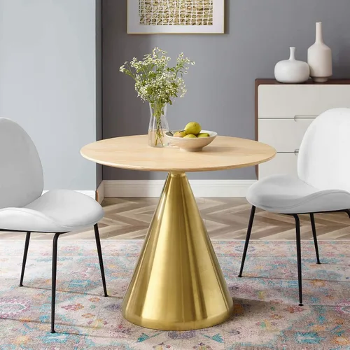 Miniatura 23 de Modway Tupelo - Mesa de comedor cuadrada de 28 pulgadas, color dorado y blanco
