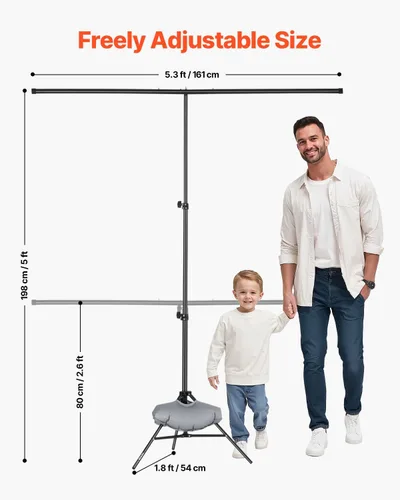 Miniatura 3 de VEVOR Soporte de telón de fondo, 5 x 6.5 pies, kit de soporte de fondo ajustable para fotos, soporte de fondo portátil con 3 barras transversales