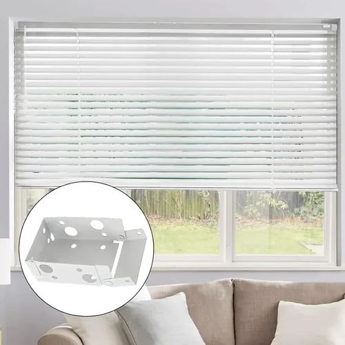 Miniatura 6 de Waziaqoc 4 soportes para persianas, 2.5 pulgadas, color blanco, de perfil bajo, soportes de montaje para barandillas de ventana, tamaño exterior