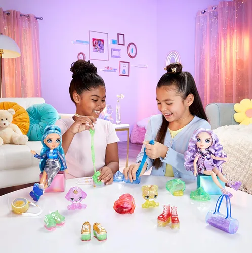 Miniatura 7 de Rainbow High Violeta, morado con kit de slime y mascota, muñeca de moda brillante de 11 pulgadas con slime brillante de bricolaje, mascota mágica