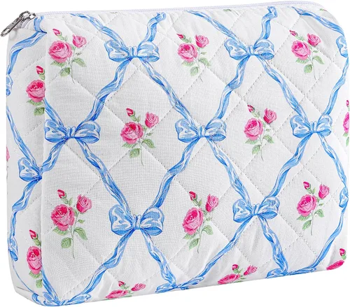 Miniatura 41 de Bolsa de maquillaje de viaje para mujeres y niñas, bolsa de maquillaje con cremallera, flores florales, organizador de maquillaje, bolsa de tela