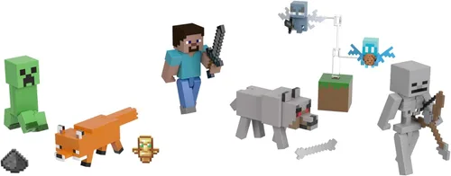 Miniatura 7 de Minecraft Craft-A-Block - Figuras surtidas, auténticos personajes de videojuegos pixelados, juguete coleccionable para armar, explorar y sobrevivir