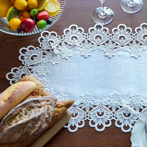 Miniatura 5 de ARTABLE Manteles de encaje redondos con doily, manteles de encaje, doily bordado con flor, tapete para tazas y jarrones para decoración de mesa