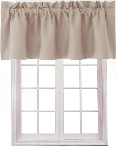 Miniatura 23 de Hiasan - Cortinas de cenefa negras con bolsillo para barra, cortinas opacas para ventanas de cocina, 52 x 18 pulgadas de largo, 1 panel Negro