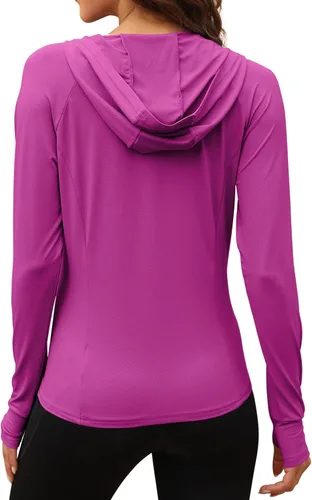 Miniatura 3 de We1Fit Chaqueta de protección solar UPF 50+ para mujer, sudadera con capucha para senderismo, correr, atlética