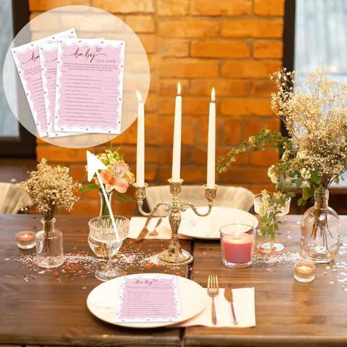 Miniatura 4 de Tarjetas de juego de peleas familiares para baby shower con tarjeta de respuesta, juegos de baby shower rosa para 30 invitados, tarjetas