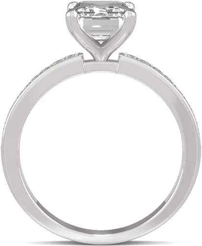 Miniatura 3 de Anillo de compromiso de moissanita de oro blanco de 14 quilates de Charles & Colvard de 0.354 x 0.276 in, 2.70 quilates de rocío