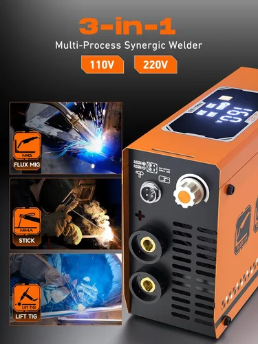 Miniatura 2 de Rubik Mini Soldador de Electrodo de 160A 110/220V, Máquina Soldadora 3 en 1 MIG/MMA/Lift Tig, Máquina de Soldadura de Arco Portátil con Inversor