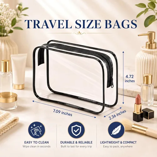 Miniatura 2 de Reginary Paquete de 28 bolsas transparentes para artículos de tocador para viajes, bolsas de cosméticos de plástico impermeables con cremallera