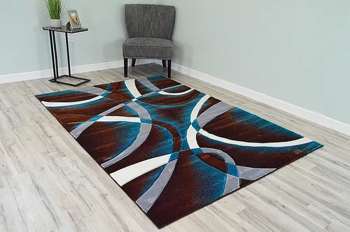 Miniatura 11 de Alfombra abstracta moderna de 5 x 7 pies, alfombra contemporánea de alta calidad, alfombra gruesa colorida para sala de estar, color borgoña