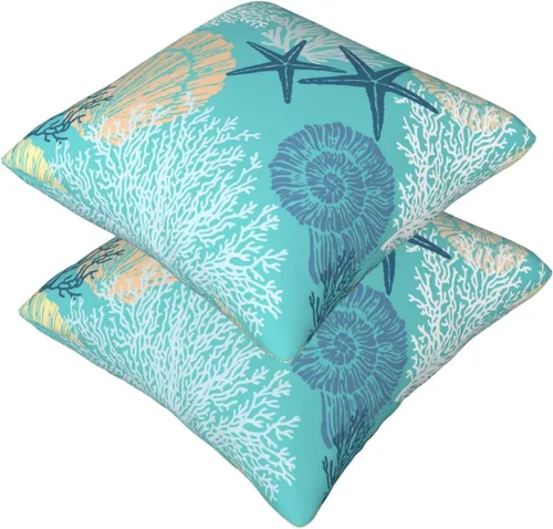 Miniatura 5 de Fundas de almohada de playa costera 18x18, juego de 2, fundas de almohada decorativas con diseño de estrella de mar y caballito de mar