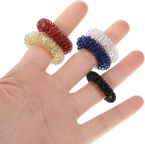 Miniatura 3 de 5pcs Spiky Sensory Finger Massager Roller Silent Toy para masaje de dedos (oro, plata, negro, azul, rojo)