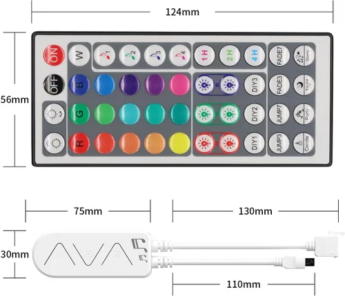 Miniatura 5 de PAUTIX Tira de luz LED RGB controlador inteligente inalámbrico, control remoto de 44 teclas y control de aplicación, sincronización de música